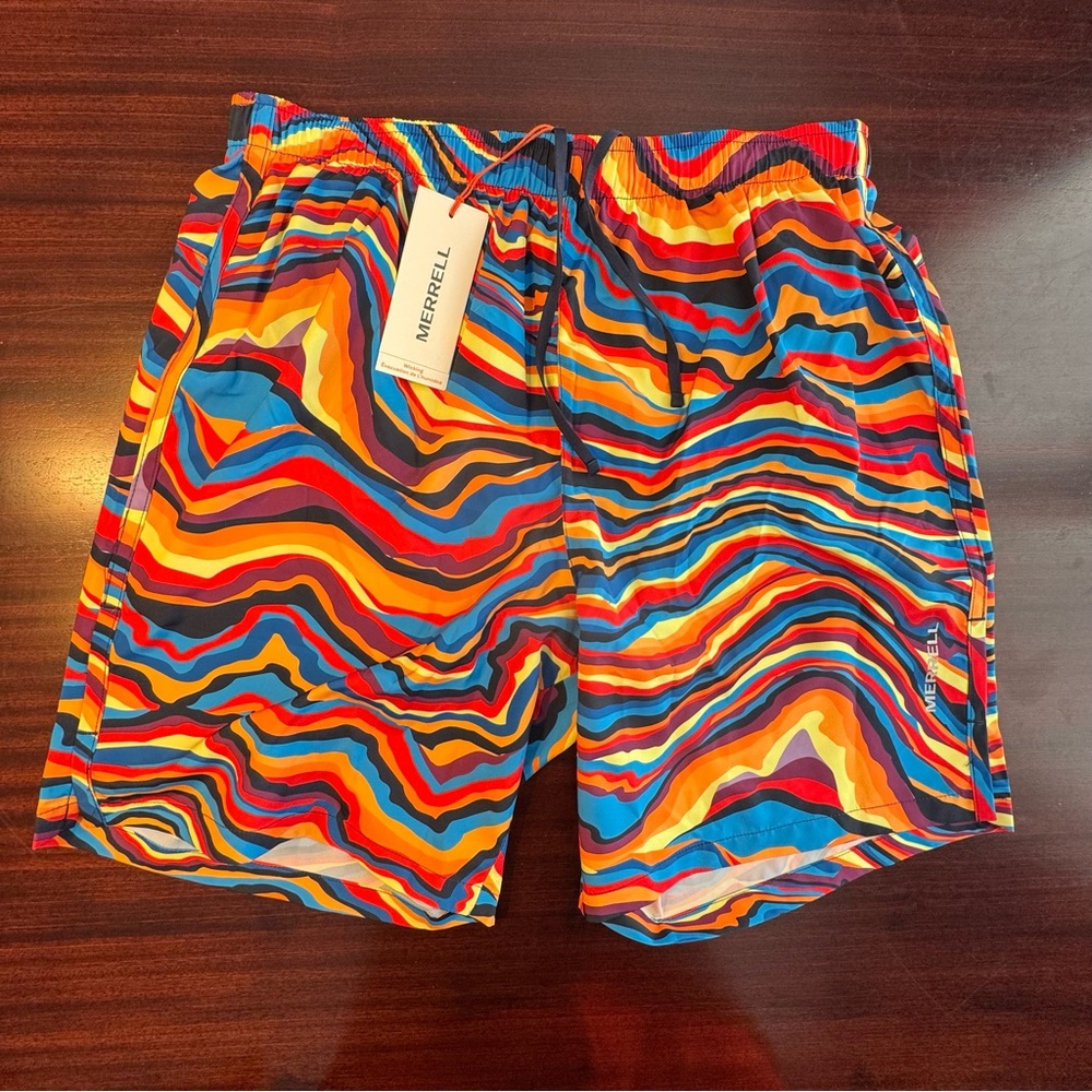 Merrell Men's Multicolor Hike Run Swim Lined Shorts
